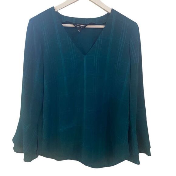 41 Hawthorne green vneck flowy sleeve medium - Picture 1 of 5